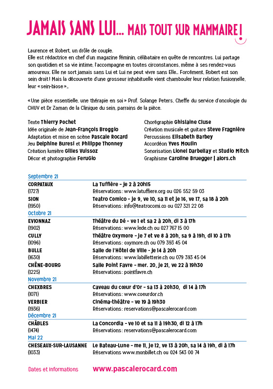 2021 Jamais sans Lui... Lieux et dates